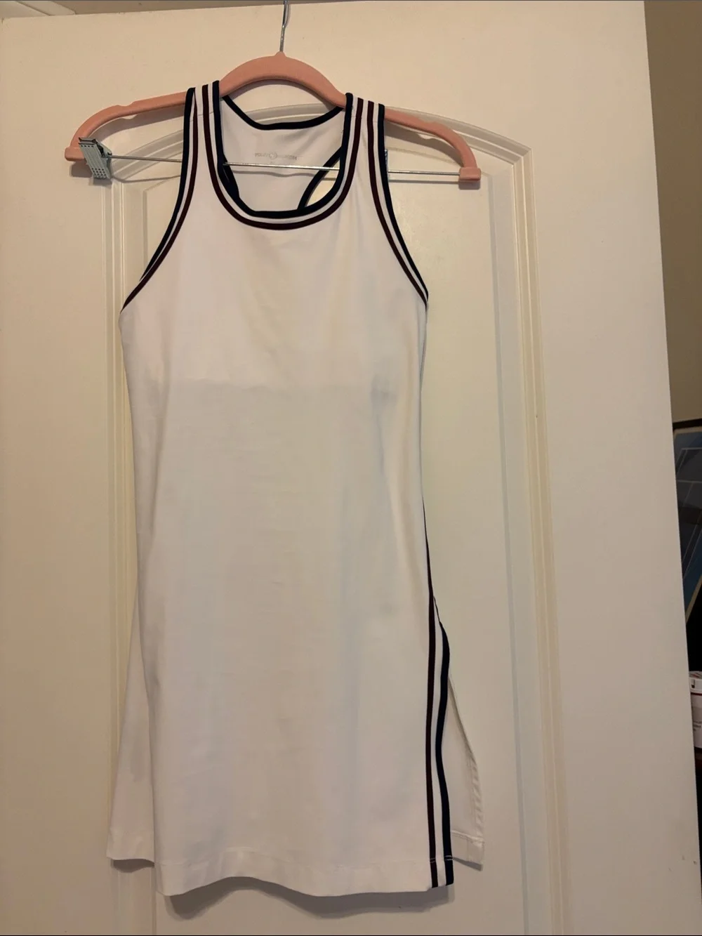 Tory Burch White Racerback Tank with Black Trim
